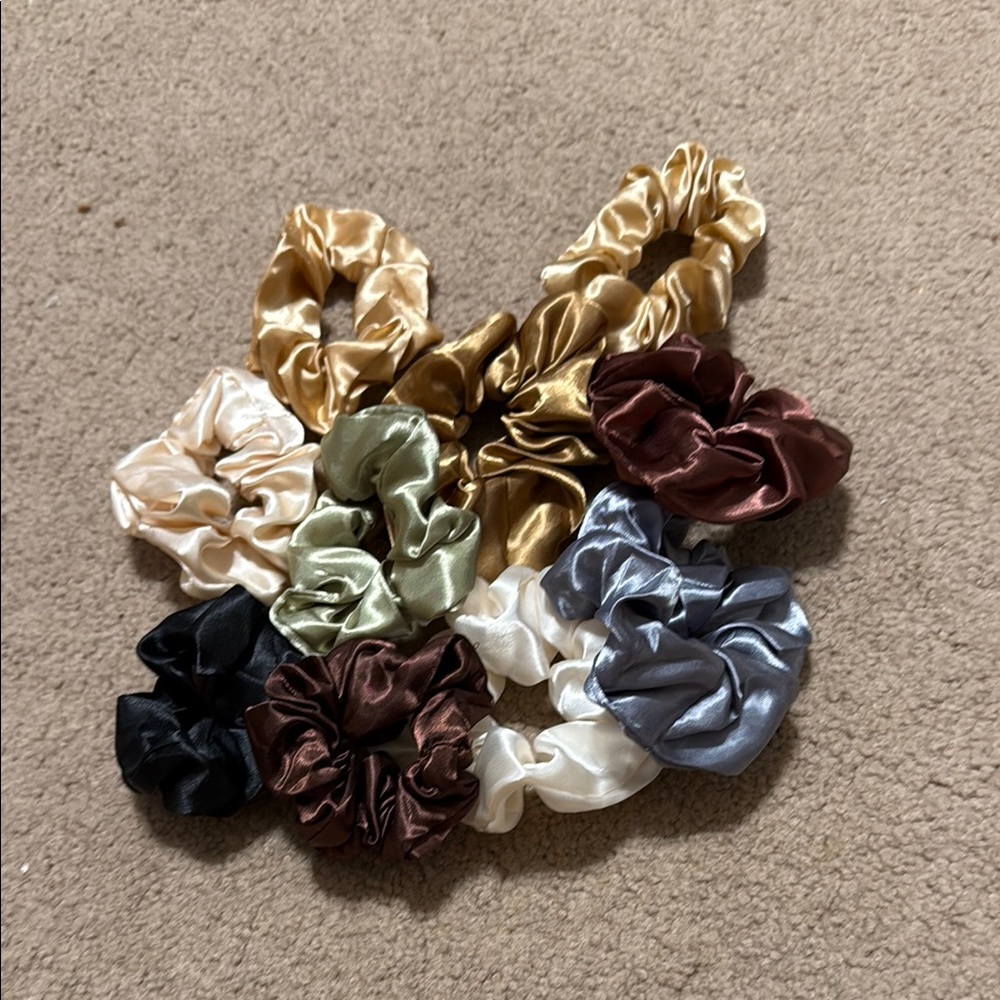 Set of Satin Scrunchies in Various Colors